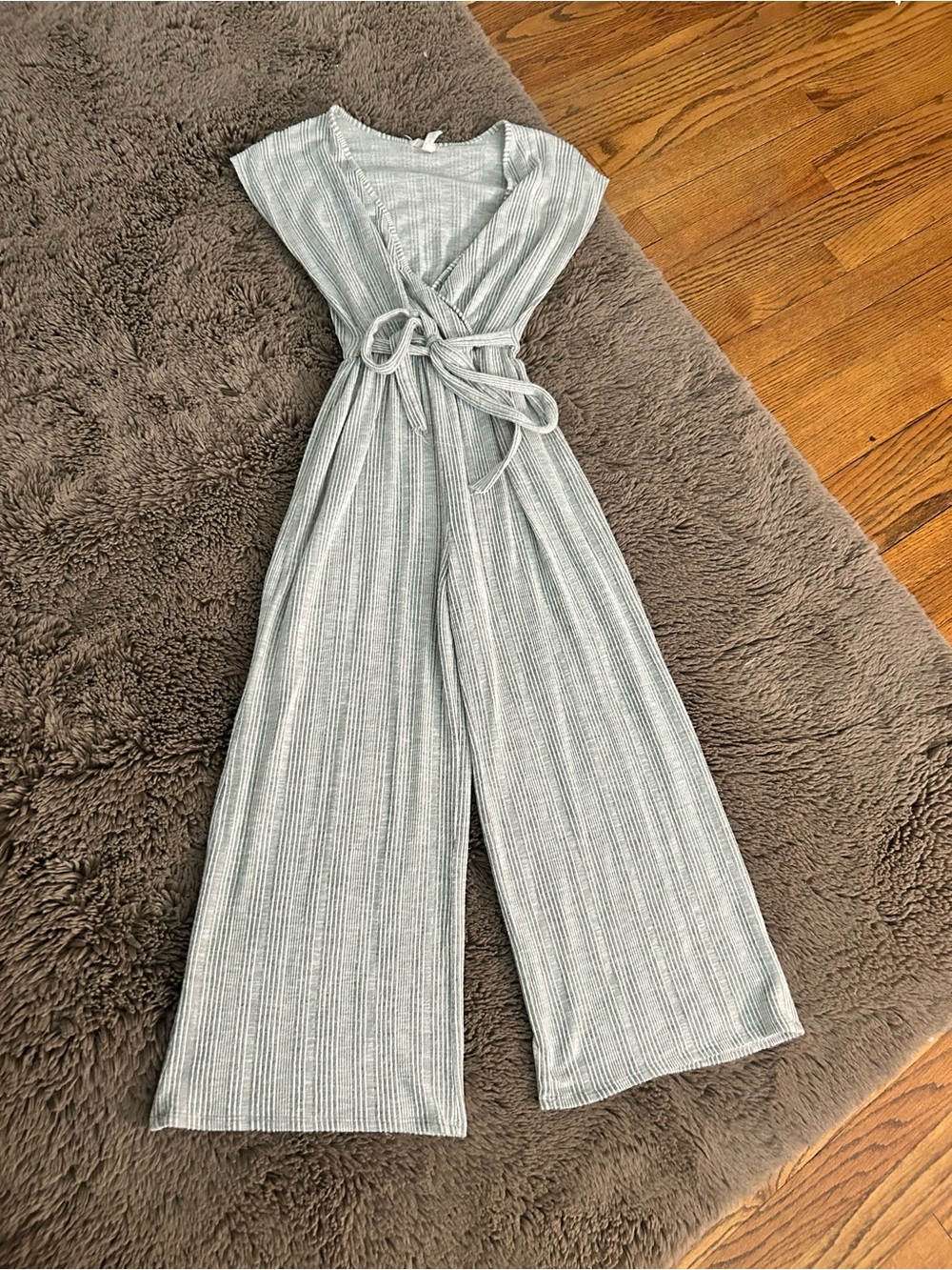 Caution To The Wind Light Gray Ribbed Knit Top